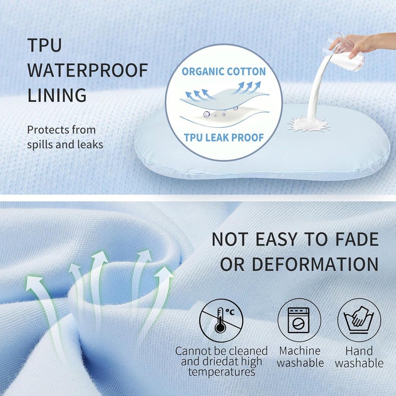 Pucmaoci Organic Waterproof Baby Lounger Covers 2 Pack| GOTS Certified 100% Cotton| Removable Cover with Waterproof Liner | Machine Washable and Dry (Cover only)（Blue & Green) - Image 2